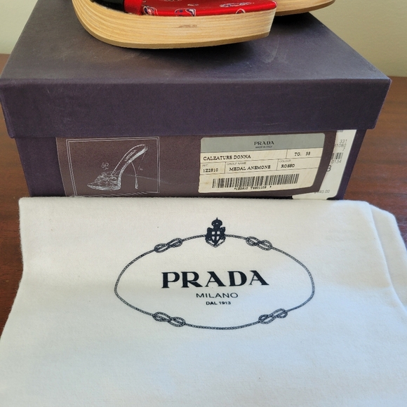 NWT Prada Calzature Donna red & black patent leather sandals heels with dustbag - Picture 2 of 12